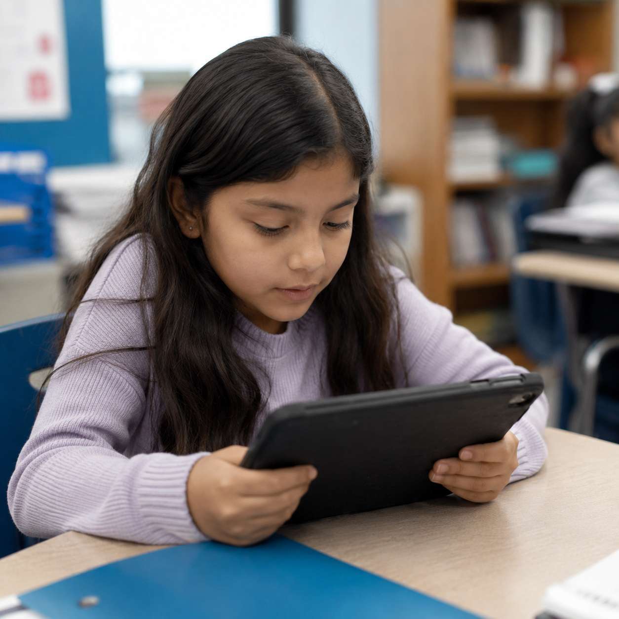 A person reading on a tablet
