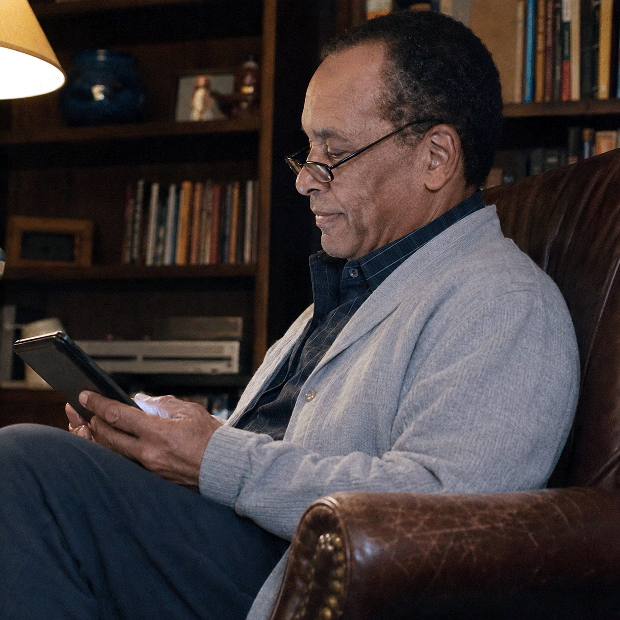 A person reading long-form content on a tablet
